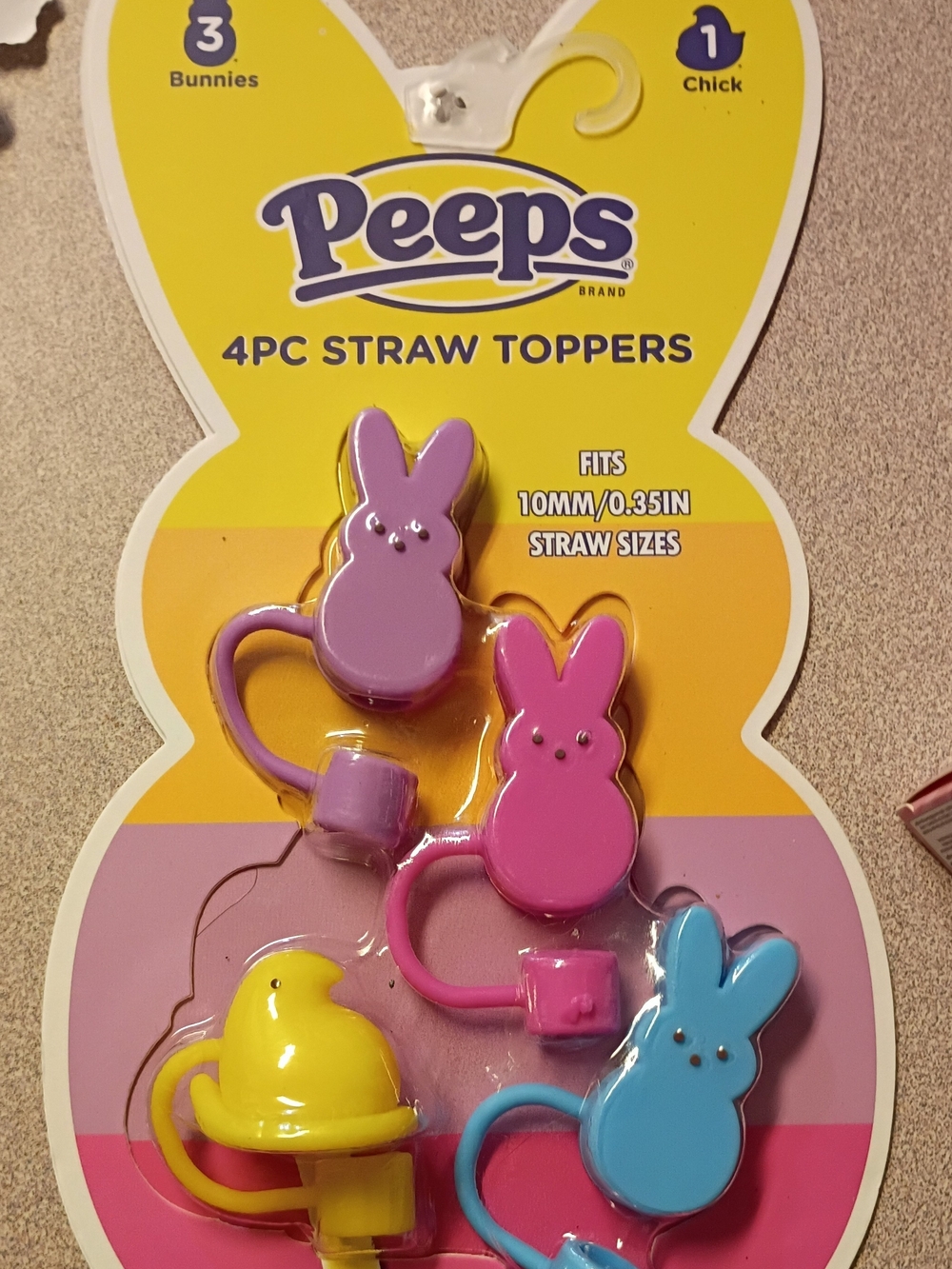 Peeps 4-Pack Easter Straw Toppers in Purple, Pink, Yellow, Blue